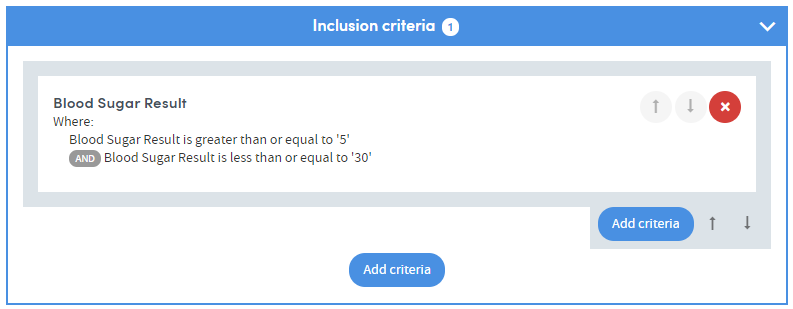 inclusion criteria pop up