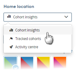 Dropdown menu showing different options with cohort insights being selected