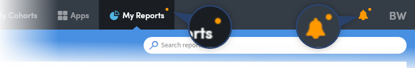 Orange circle next to icons on toolbar