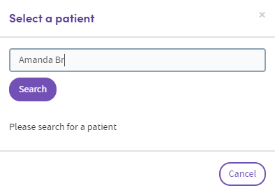 Patient's name being typed in